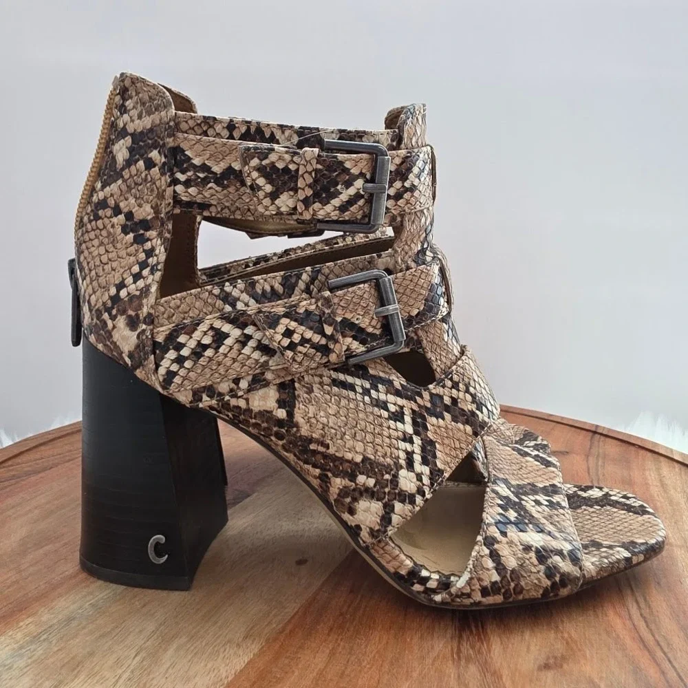 Circus by Sam Edelman Womens Snake Print Strappy Heeled Booties Size 7.5‎